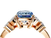 Floral Engagement Ring Setting for Fancy Blue Radiant Cut Center with Marquise Cluster Shoulders and Prong Head in Rose Gold