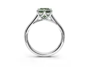 Solitaire Engagement Ring Setting for Fancy Green Princess Cut Center with Cathedral Band and Prong Head in White Gold