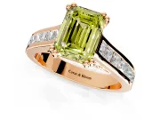 Solitaire Engagement Ring Setting for Fancy Yellow Emerald Cut Center with Channel Band and Double Claw Prong Head in Rose Gold