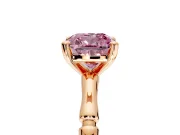 Solitaire Engagement Ring Setting for Fancy Pink Cushion Cut Center with Bamboo Band and Prong Head in Rose Gold