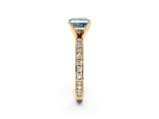 Solitaire Engagement Ring Setting for Fancy Blue Princess Cut Center with Milgrain-Edged Pave Band and Prong Head in Yellow Gold