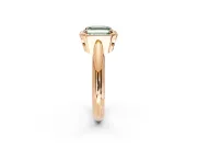 Halo Engagement Ring Setting for Fancy Green Asscher Cut Center with Tapered Plain Band and Prong Head in Rose Gold