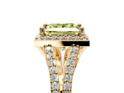 Halo Engagement Ring Setting for Fancy Yellow Princess Cut Center with Pave Split Shank and Prong Head in Yellow Gold
