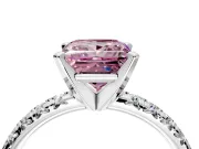 Solitaire Engagement Ring Setting for Fancy Pink Princess Cut Center with Large Accents and Prong Head in Platinum