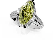 Solitaire Engagement Ring Setting for Fancy Yellow Marquise Center with Accented Split Shank and Prong Head in White Gold