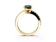 Solitaire Engagement Ring Setting for Fancy Green Radiant Cut Center with Single Row Accent Band and Prong Head in Yellow Gold