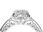 Floral Engagement Ring Setting for Cushion Cut Center with Four Accent Clusters and Prong Head in White Gold