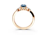 Solitaire Engagement Ring Setting for Fancy Blue Emerald Cut Center with Marquise Flower Shoulders and Prong Head in Rose Gold