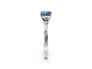 Solitaire Engagement Ring Setting for Fancy Blue Cushion Cut Center with Bezel Station Band and Prong Head in Platinum