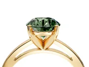 Solitaire Engagement Ring Setting for Fancy Green Round Cut Center with Basket Rail and Prong Head in Yellow Gold