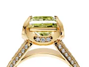Solitaire Engagement Ring Setting for Fancy Yellow Princess Cut Center with Accented Split Shank and Prong Head in Yellow Gold