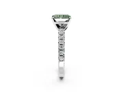 Solitaire Engagement Ring Setting for Fancy Green Radiant Cut Center with Large Accents and Prong Head in Sterling Silver