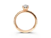 Solitaire Engagement Ring Setting for Pear-Shaped Center with XO Engraved Band and Prong Head in Rose Gold