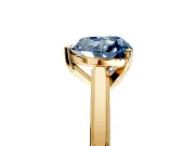 Solitaire Engagement Ring Setting for Fancy Blue Heart-Shaped Center with Flat-Sided Plain Band and Prong Head in Yellow Gold