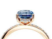 Solitaire Engagement Ring Setting for Fancy Blue Radiant Cut Center with Fine Pave Band and Prong Head in Rose Gold