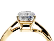 Solitaire Engagement Ring Setting for Radiant Cut Center with Plain Bypass Twist Band and Prong Head in Yellow Gold