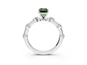 Solitaire Engagement Ring Setting for Fancy Green Emerald Cut Center with Bezel Station Band and Prong Head in Platinum