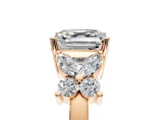 Floral Engagement Ring Setting for Princess Cut Center with Marquise Cluster Shoulders and Prong Head in Rose Gold