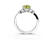 Solitaire Engagement Ring Setting for Fancy Yellow Round Cut Center with Marquise Flower Shoulders and Prong Head in White Gold