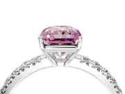 Solitaire Engagement Ring Setting for Fancy Pink Radiant Cut Center with Large Accent Band and Prong Head in Platinum
