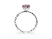 Solitaire Engagement Ring Setting for Fancy Pink Heart-Shaped Center with Plain Twisted Rope Band and Prong Head in Sterling Silver