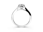 Solitaire Engagement Ring Setting for Oval Center with Tapered Shoulders and Prong Head in Platinum