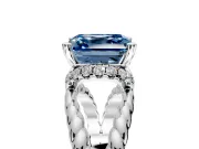 Halo Engagement Ring Setting for Fancy Blue Asscher Cut Center with Rope Twist Split Shank and Prong Head in Platinum