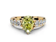 Solitaire Engagement Ring Setting for Fancy Yellow Pear-Shaped Center with Graduated Shared Prongs and Prong Head in Yellow Gold