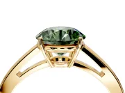 Solitaire Engagement Ring Setting for Fancy Green Round Cut Center with Open Cathedral Shoulders and Prong Head in Yellow Gold