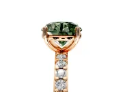 Solitaire Engagement Ring Setting for Fancy Green Round Cut Center with Round Cut Pave Band and Prong Head in Rose Gold