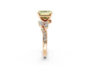 Solitaire Engagement Ring Setting for Fancy Yellow Asscher Cut Center with Marquise Accent Twist Band and Prong Head in Rose Gold