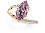 Solitaire Engagement Ring Setting for Fancy Pink Marquise Center with Pave Bypass Swirl Band and Prong Head in Rose Gold