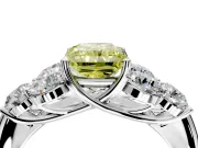 Cluster Engagement Ring Setting for Fancy Yellow Radiant Cut Center with Round Cut Accent Frame and Prong Head in Platinum