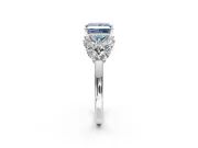Leaf Cluster Engagement Ring Setting for Fancy Blue Princess Cut Center with Marquise Accents and Prong Head in Platinum
