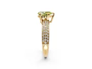 Solitaire Engagement Ring Setting for Fancy Yellow Pear-Shaped Center with Multi-Row Pave Accents and Basket Head in Yellow Gold