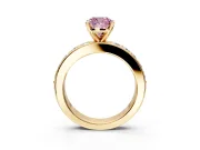 Solitaire Engagement Ring Setting for Fancy Pink Cushion Cut Center with Channel-Set Accents and Prong Head in Yellow Gold