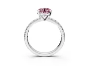 Solitaire Engagement Ring Setting for Fancy Pink Round Cut Center with Large Accents and Prong Head in Sterling Silver