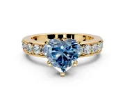 Solitaire Engagement Ring Setting for Fancy Blue Heart-Shaped Center with Channel-Set Accents and Prong Head in Yellow Gold