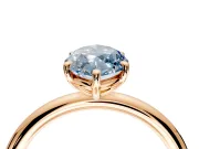 Low-Set Solitaire Engagement Ring Setting for Fancy Blue Oval Center with Thin Plain Band and Prong Head in Rose Gold