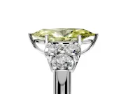 Cluster Engagement Ring Setting for Fancy Yellow Marquise Center with Round Cut Accent Frame and Prong Head in Platinum
