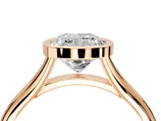 Solitaire Engagement Ring Setting for Cushion Cut Center with V Split Shank and Bezel Head in Rose Gold