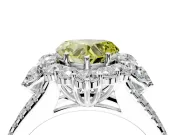 Halo Engagement Ring Setting for Fancy Yellow Heart-Shaped Center with Two-Strand Split Shank and Prong Head in Sterling Silver