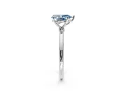 Solitaire Engagement Ring Setting for Fancy Blue Pear-Shaped Center with Straight Thin Band and Prong Head in Platinum