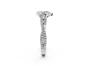 Solitaire Engagement Ring Setting for Pear-Shaped Center with Twisted Pave Split Shank and Prong Head in Platinum