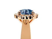 Halo Engagement Ring Setting for Fancy Blue Round Cut Center with Square Band and Prong Head in Rose Gold