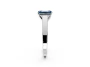 Solitaire Engagement Ring Setting for Fancy Blue Emerald Cut Center with Tapered Split Shoulders and Prong Head in Sterling Silver