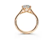 Solitaire Engagement Ring Setting for Round Cut Center with Cathedral Band and Prong Head in Rose Gold