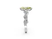 Solitaire Engagement Ring Setting for Fancy Yellow Marquise Center with Bar-Station Pave Twist and Prong Head in Sterling Silver
