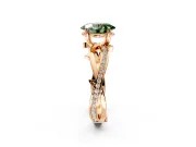 Solitaire Engagement Ring Setting for Fancy Green Oval Center with Pave and Plain Crossover Band and Prong Head in Rose Gold