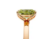 Solitaire Engagement Ring Setting for Fancy Yellow Emerald Cut Center with Thin Rounded Plain Band and Prong Head in Rose Gold